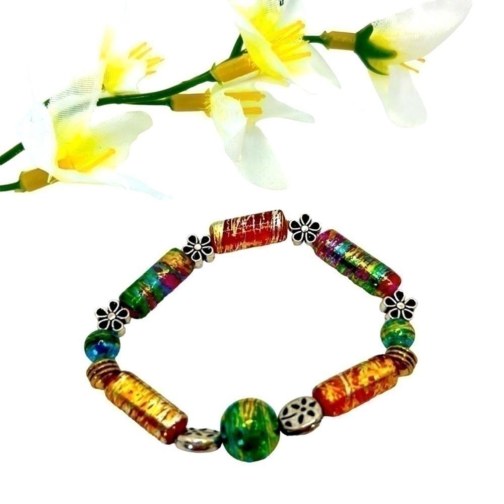 Child’s Bracelet Handmade Glass Beaded Stretchy Bracelet - Picture 4 of 4